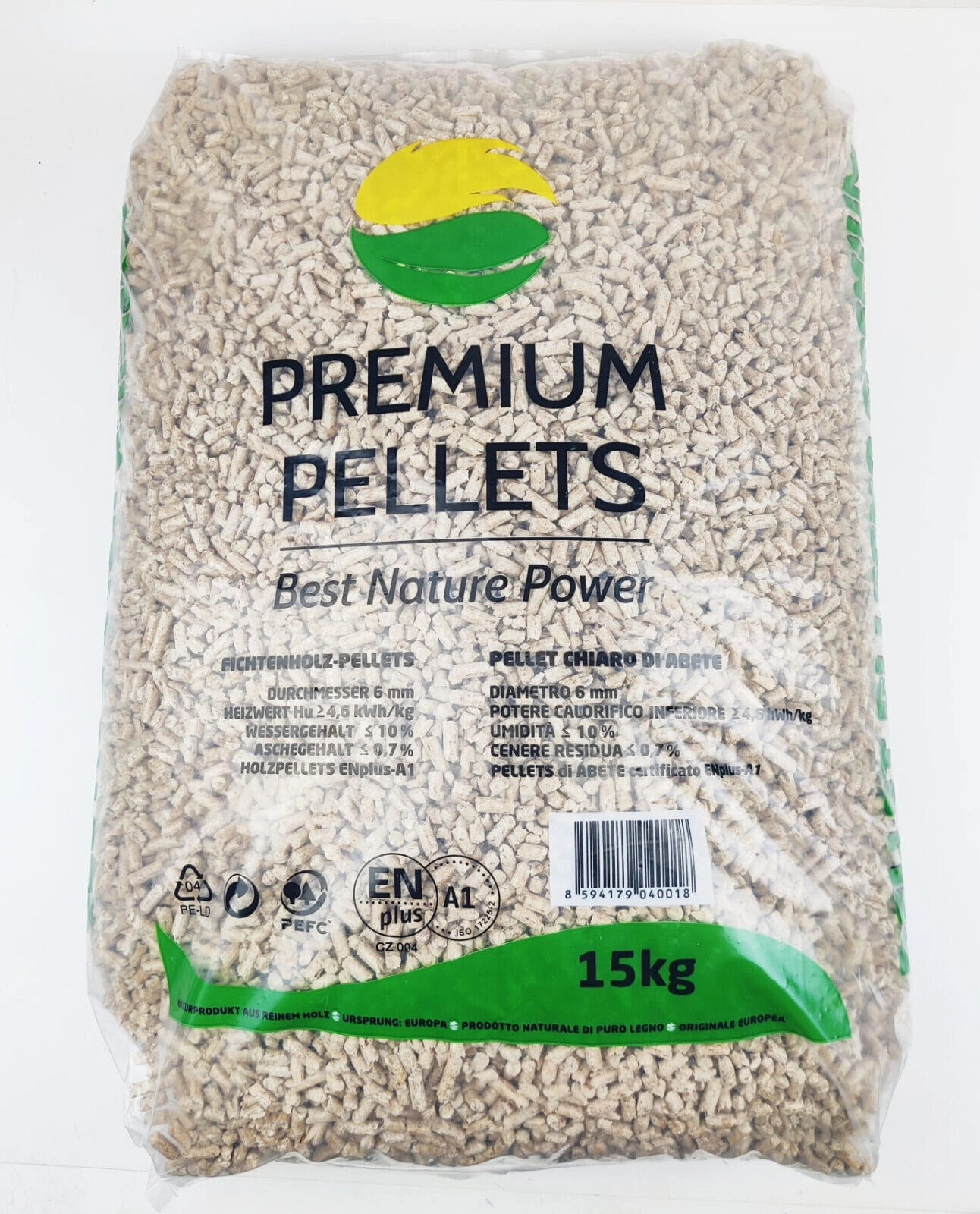 SD-4 PREMIUM PELLETS Dřevěné smrkové pelety EN plus A1/ 1050Kg / 70Ks x 15 kg - Obrázek 1